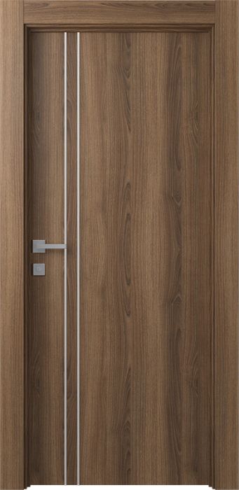 Prefinished Optima 2V Pecan Nutwood Modern Interior Single Door