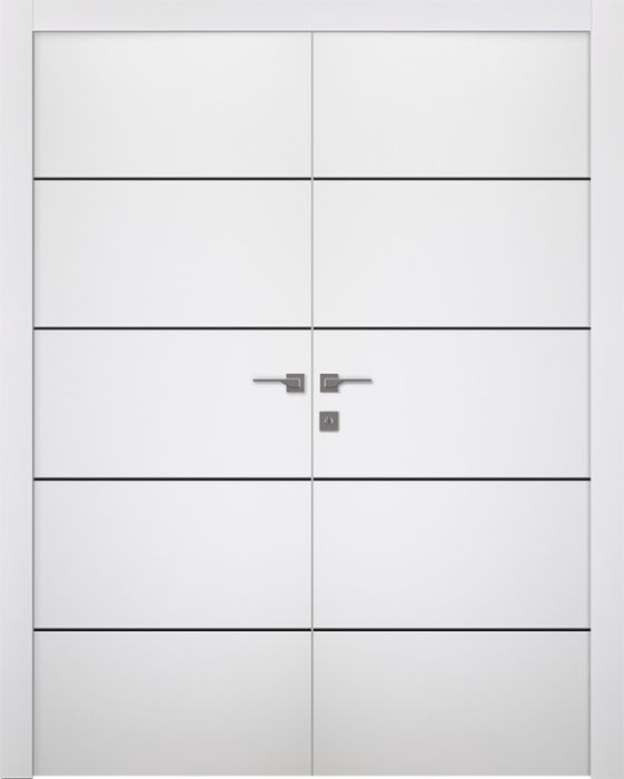 Prefinished Optima 4H Black Snow White Modern Interior Double Door