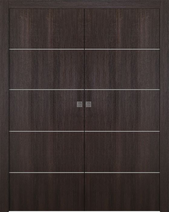 Prefinished Optima 4H Veralinga Oak Modern Interior Double Pocket Door