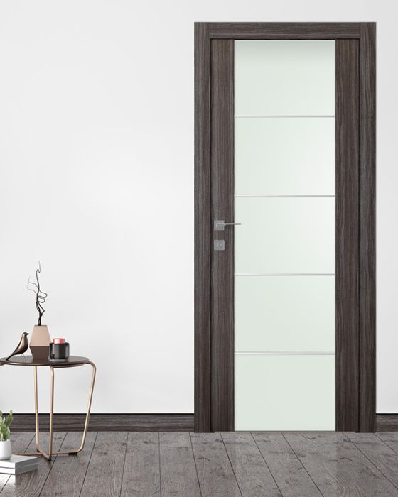 Prefinished Palladio 202 4H Vetro Gray Oak Modern Interior Single Door