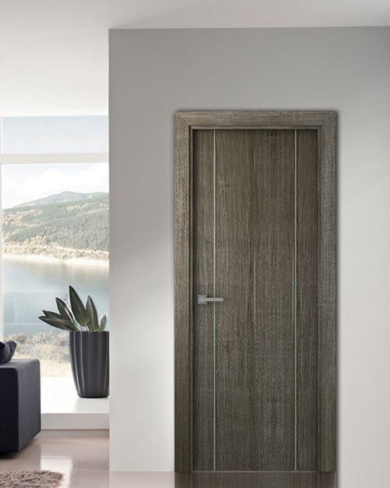 Prefinished Palladio 2U Gray Oak Modern Interior Single Door