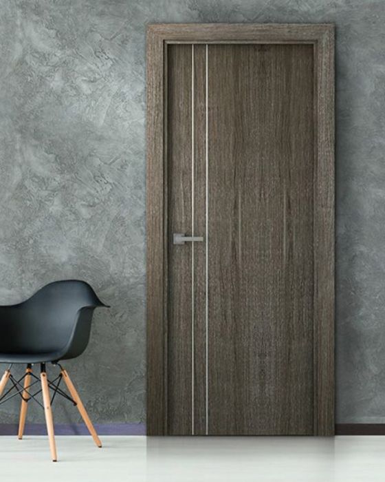 Prefinished Palladio 2V Gray Oak Modern Interior Single Door