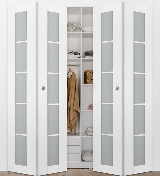 Prefinished Palladio 5 Lite Vetro Bianco Noble Modern Interior Bi-Fold 4 Door