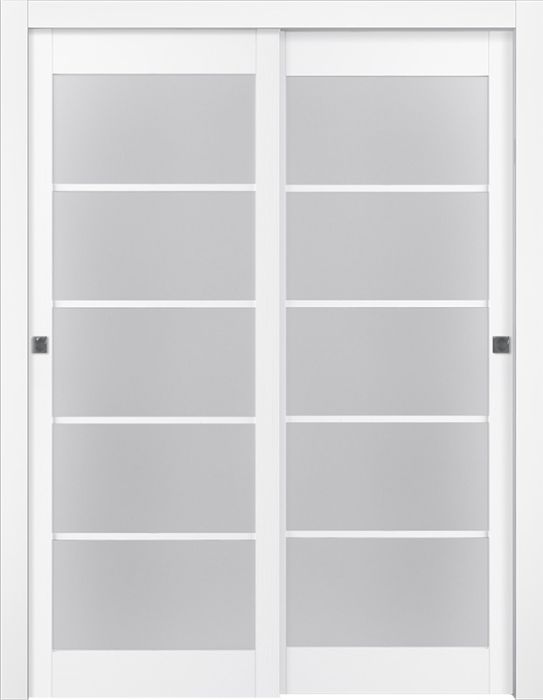 Prefinished Palladio 5 Lite Vetro Bianco Noble Modern Interior Bypass Door