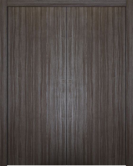 Prefinished Palladio Gray Oak Modern Interior Double Pocket Door
