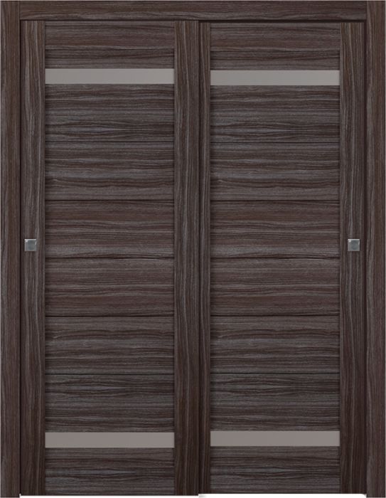 Prefinished Perla Vetro Gray Oak Modern Interior Bypass Door