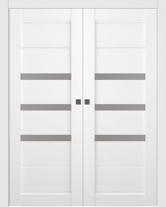Prefinished Rita Vetro Bianco Noble Modern Interior Double Pocket Door