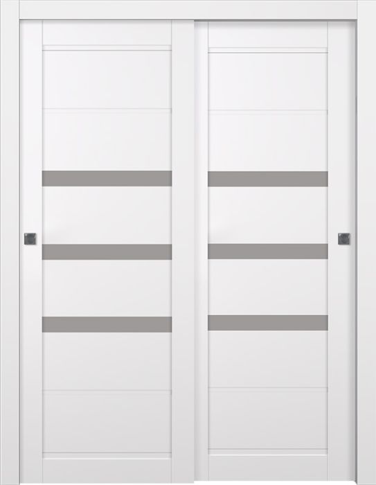 Prefinished Rita Vetro Snow White Modern Interior Bypass Door