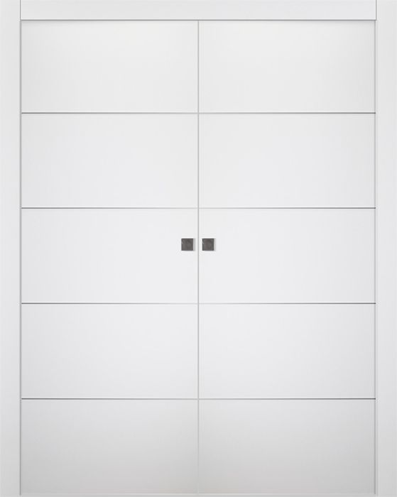 Prefinished Smart Pro 4H Polar White Modern Interior Double Pocket Door