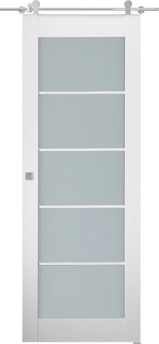 Prefinished Smart Pro 5 Lite Vetro Polar White Modern Interior Barn Door