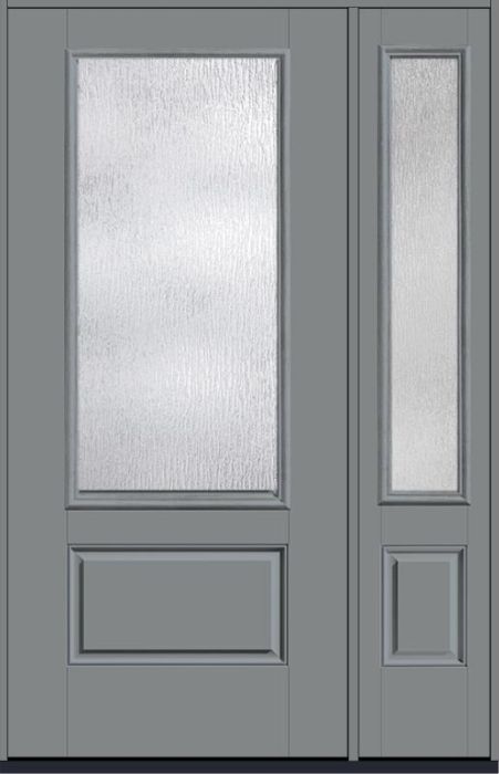 80 Rainglass 3/4 Lite 1 Panel Smooth Fiberglass Single Door,Sidelite , WBD Impact