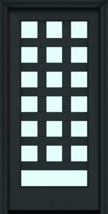 80" Full Lite 3.5" Designer SDL Barcelona Nova 90 Modern Smooth Fiberglass Single Door
