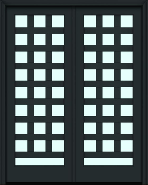Impact 96" Full Lite 3.5" Designer SDL Barcelona Nova 90 Modern Smooth Fiberglass Double Door