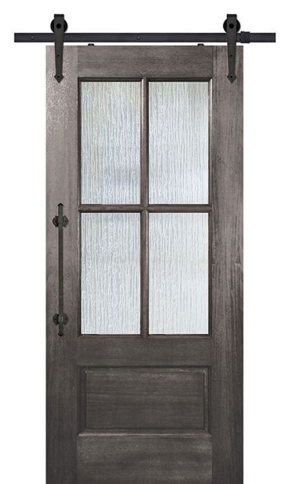 80" Mahogany 4 Lite SDL Single Barn Door