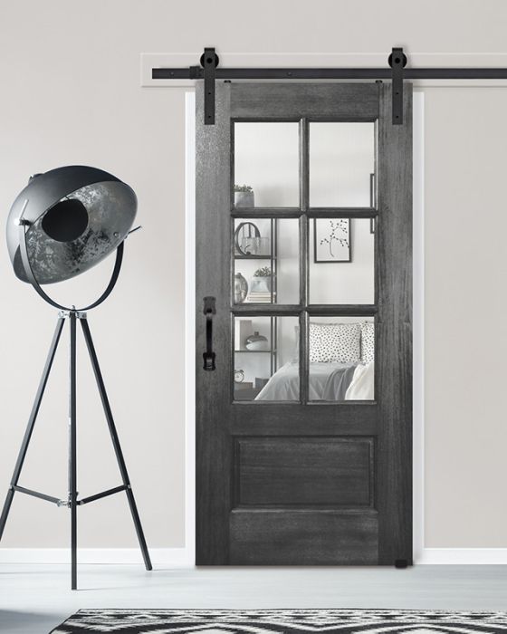 80" Mahogany 6 Lite SDL Single Barn Door
