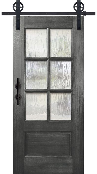 80" Mahogany 6 Lite SDL Single Barn Door