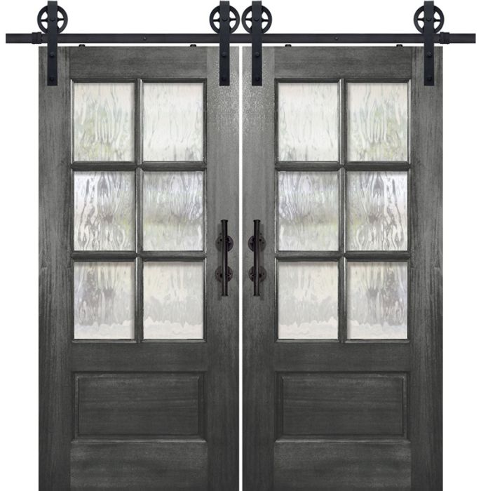 80" Mahogany 6 Lite SDL Double Barn Door