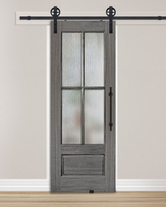 96" Mahogany 4 Lite SDL Single Barn Door