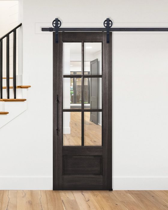 96" Mahogany 6 Lite SDL Single Barn Door