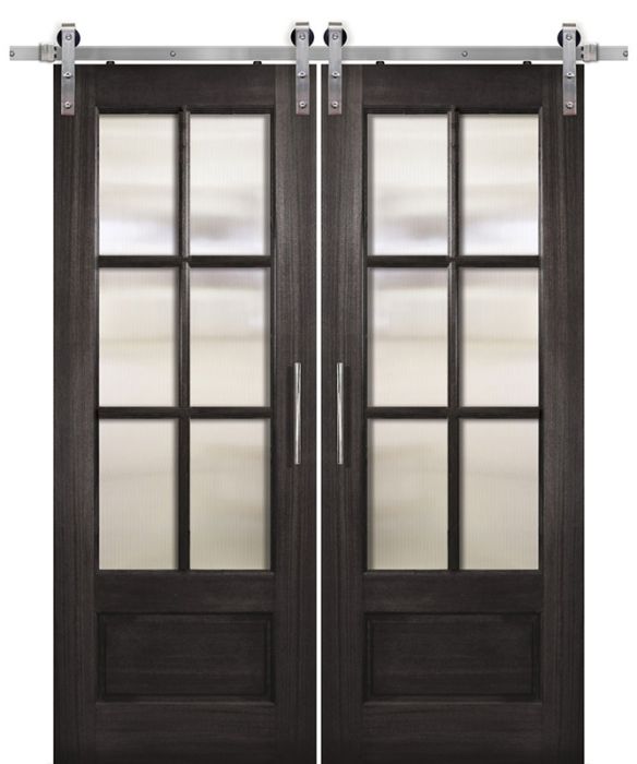 96" Mahogany 6 Lite SDL Double Barn Door