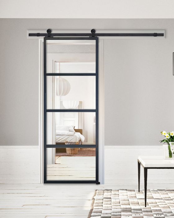 4 Lite Contemporary Metal Single Barn Door