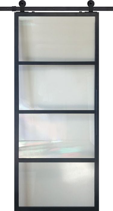 4 Lite Contemporary Metal Single Barn Door