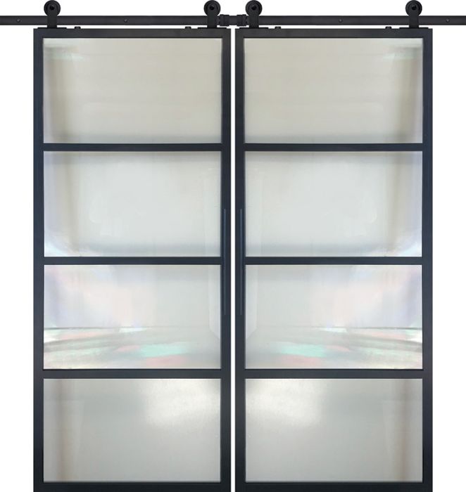 4 Lite Contemporary Metal Double Barn Door