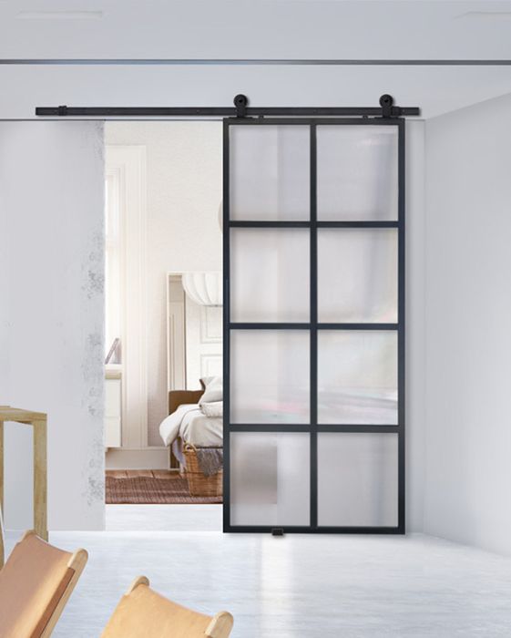 8 Lite Contemporary Metal Single Barn Door