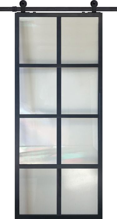 8 Lite Contemporary Metal Single Barn Door