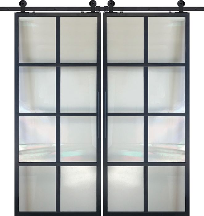 8 Lite Contemporary Metal Double Barn Door