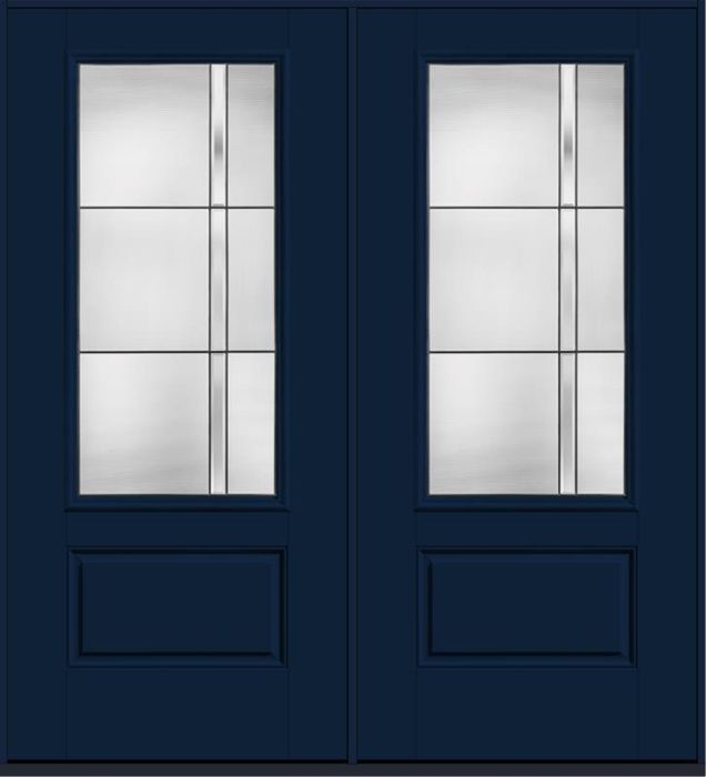 80 Axis 3/4 Lite 1 Panel Smooth Fiberglass Double Doors , WBD Impact