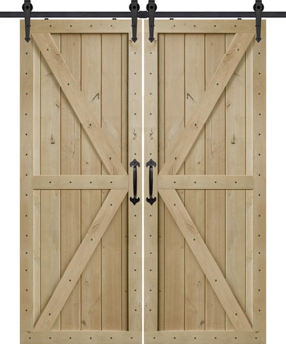 Double Z Two Panel Barn Double Door- Knotty Alder