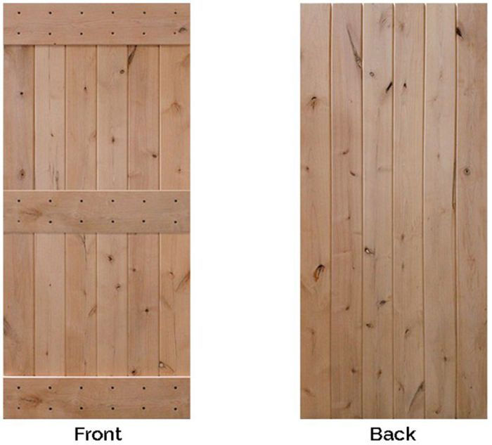 Mid Rail Plank Barn Single Door- Knotty Alder
