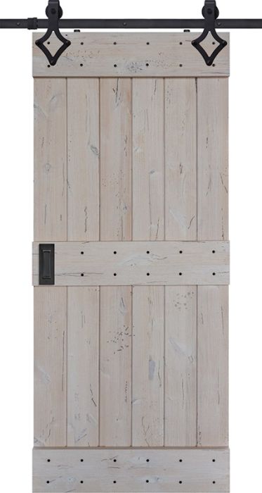 Mid Rail Plank Barn Single Door- Knotty Alder