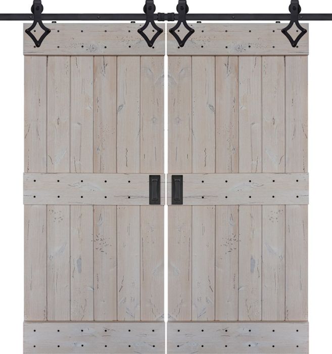 Mid Rail Plank Barn Double Door- Knotty Alder