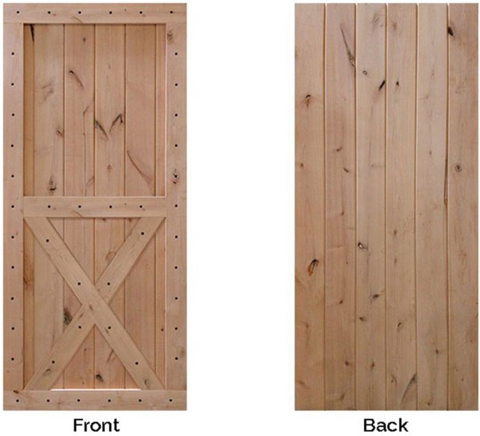 X Two Panel Barn Double Door- Knotty Alder