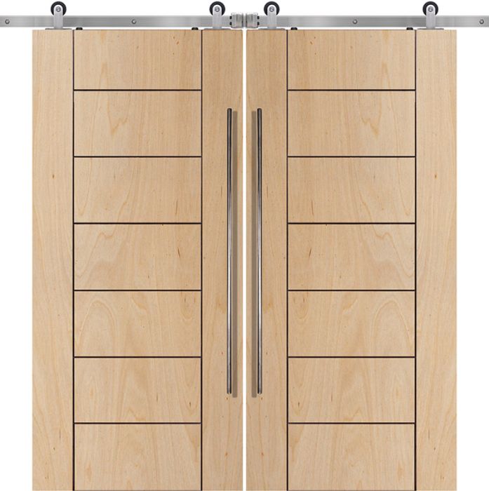 84" Birch Brentwood Solid Contemporary Double Barn Door