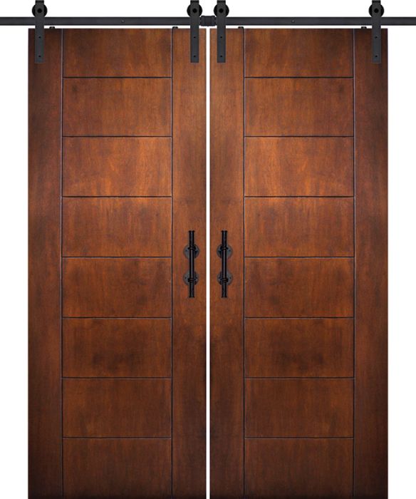96" Birch Brentwood Solid Contemporary Double Barn Door