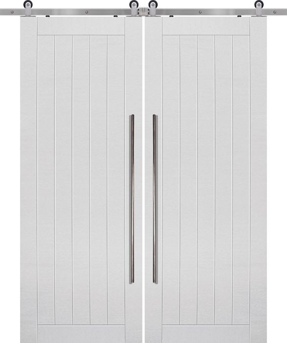 1 Panel Plank MDF Double Barn Door- Design on 2 Side