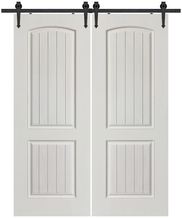 2 Panel V-Groove MDF Double Barn Door- Design on 2 Side