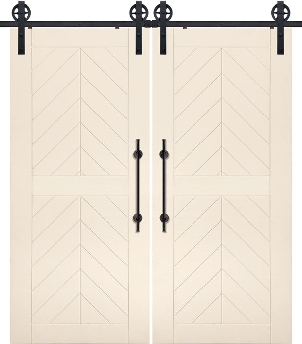 2 Panel Chevron MDF Double Barn Door- Design on 2 Side