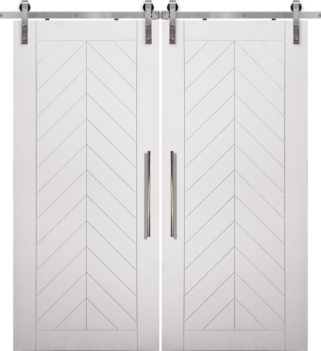 Chevron MDF Double Barn Door- Design on 2 Side