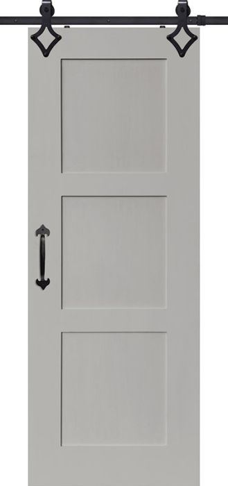 Shaker 3 Panel MDF Single Barn Door- Design on 2 Side
