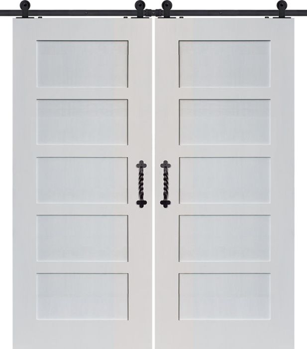 Shaker 5 Panel MDF Double Barn Door- Design on 2 Side