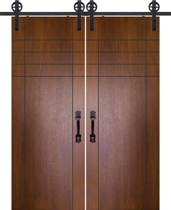 96" Birch Fleetwood Solid Contemporary Double Barn Door
