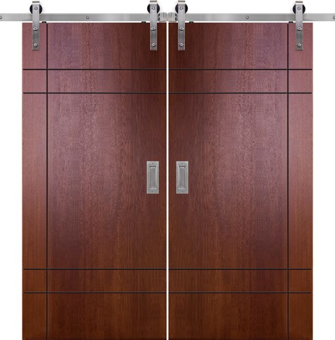 80" Birch Inglewood Solid Contemporary Double Barn Door