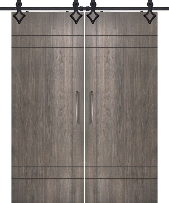 96" Birch Inglewood Solid Contemporary Double Barn Door