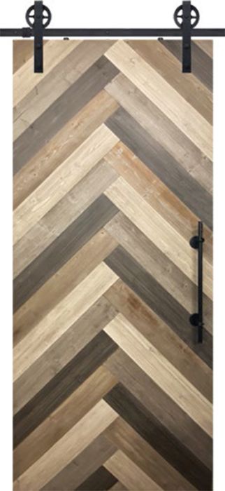 Chevron 1 Rustic Farmhouse Barn Single Door, Pine