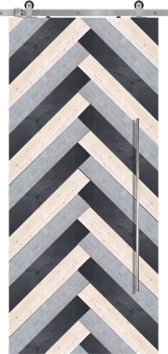 Chevron 2 Rustic Farmhouse Barn Single Door, Pine