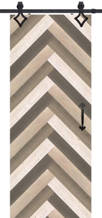 Chevron 3 Rustic Farmhouse Barn Single Door, Pine